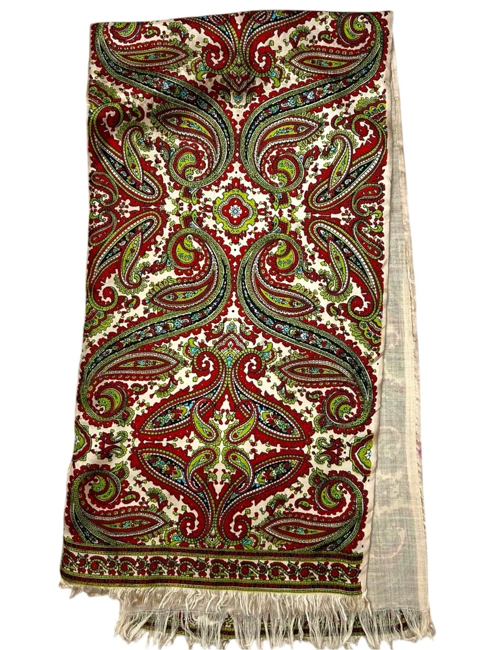 Vintage Glentex Silk Wool Paisley Scarf Made in Japan, 60s Mod Paisley Scarf
